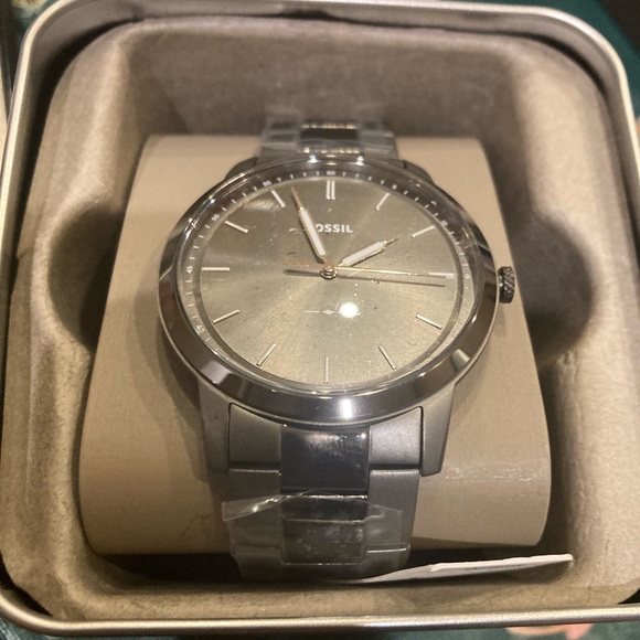 Fossil Mens Minimalist Smoke Stainless Steel Watch - Picture 1 of 2